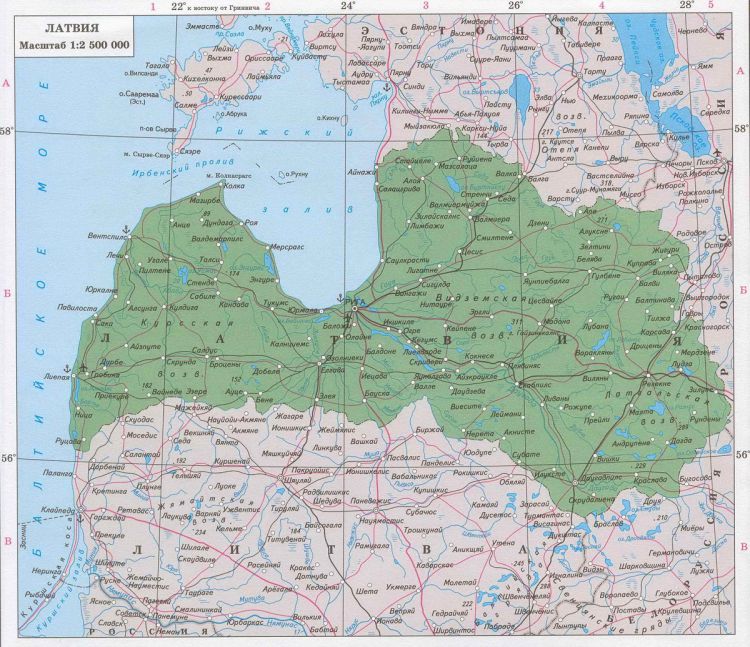 Географическая карта Латвии